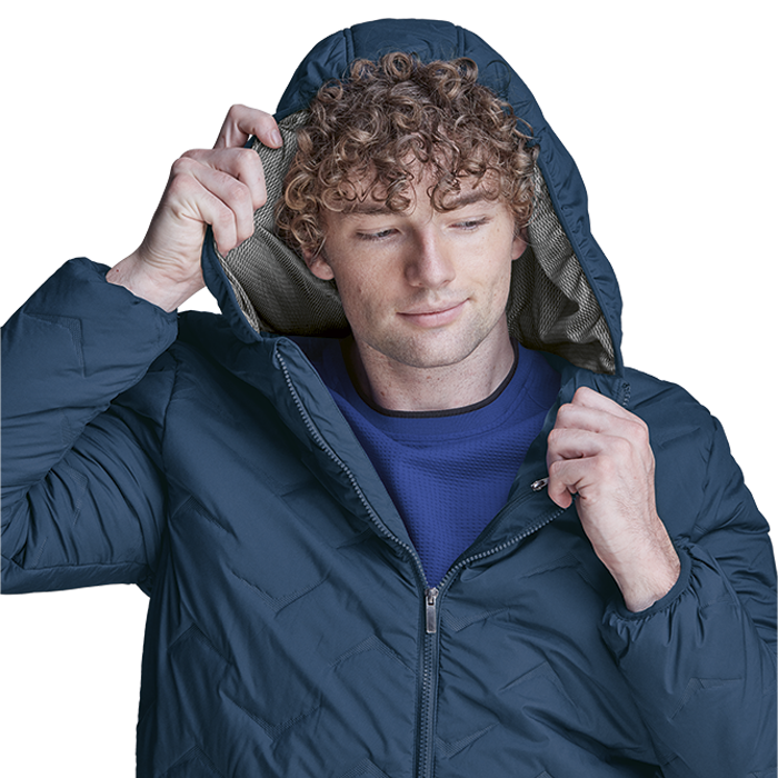 Mock-Quilt Hooded Puffer Mens