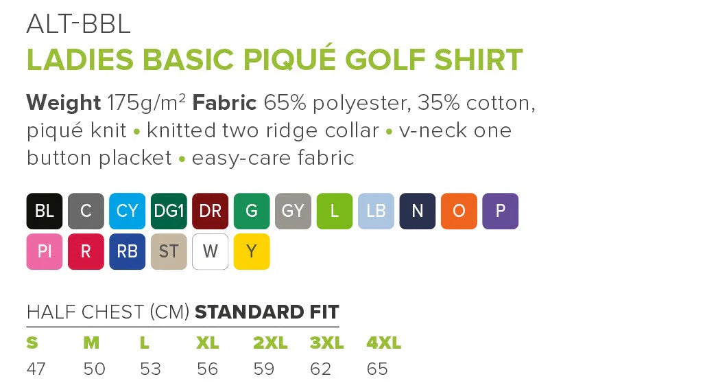 Ladies Basic Pique Golf Shirt (AMROD)