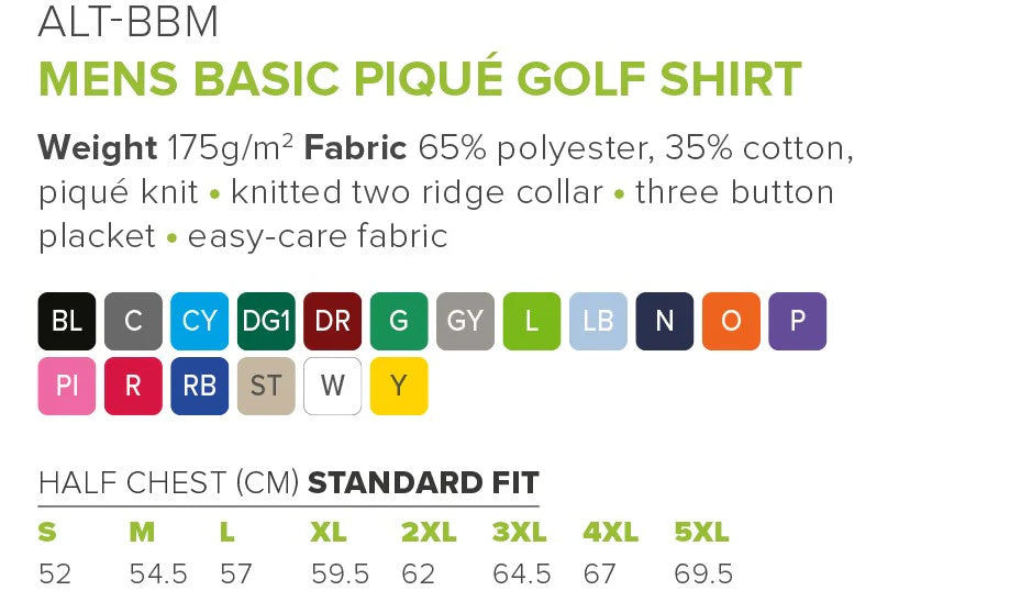 Mens Basic Pique Golf Shirt (AMROD)