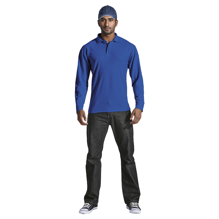 175g Pique Knit Long Sleeve Golfer Mens