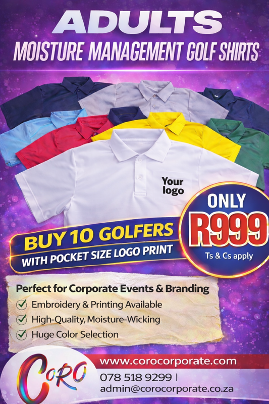 Combo Deal 10 Golfshirts incl. Logo Print.